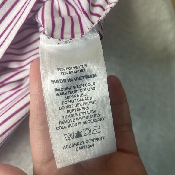 Foot Joy Men’s L Polo Golf Performance Pink Striped Logo Country Club - Picture 8 of 9